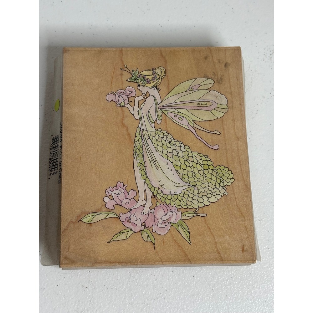Stamps Happen Fairy in Gown Wood Mounted Rubber Stamp 80090 Vintage Style Craft